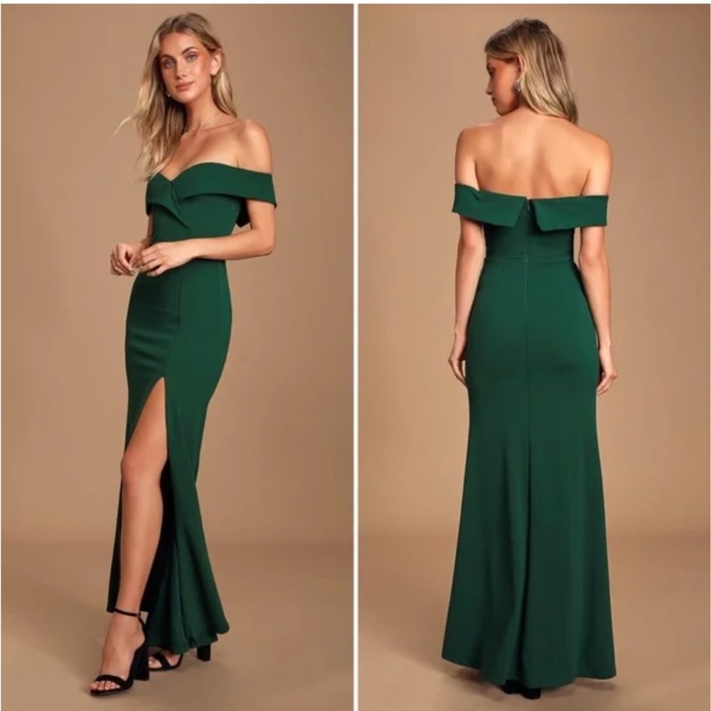 Elegant Green Off-Shoulder Dress